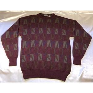Metropolitan Sweater Knit Wool Mohair Grandpa Burgundy Made in Italy Mens Sz S